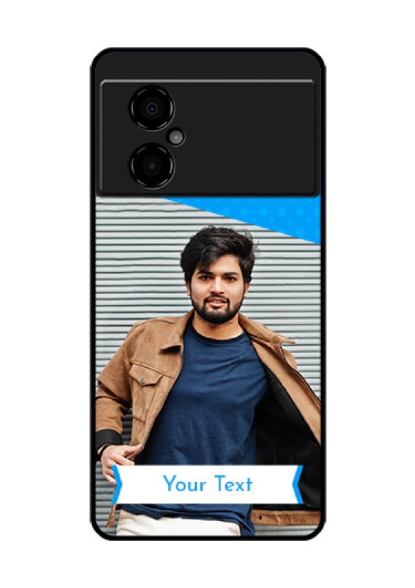Poco M4 5G Photo Printing on Glass Case - Simple Blue Color Design