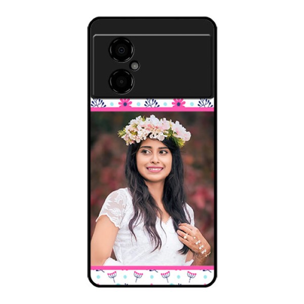 Poco M4 5G Photo Printing on Glass Case - Colorful Flower Design