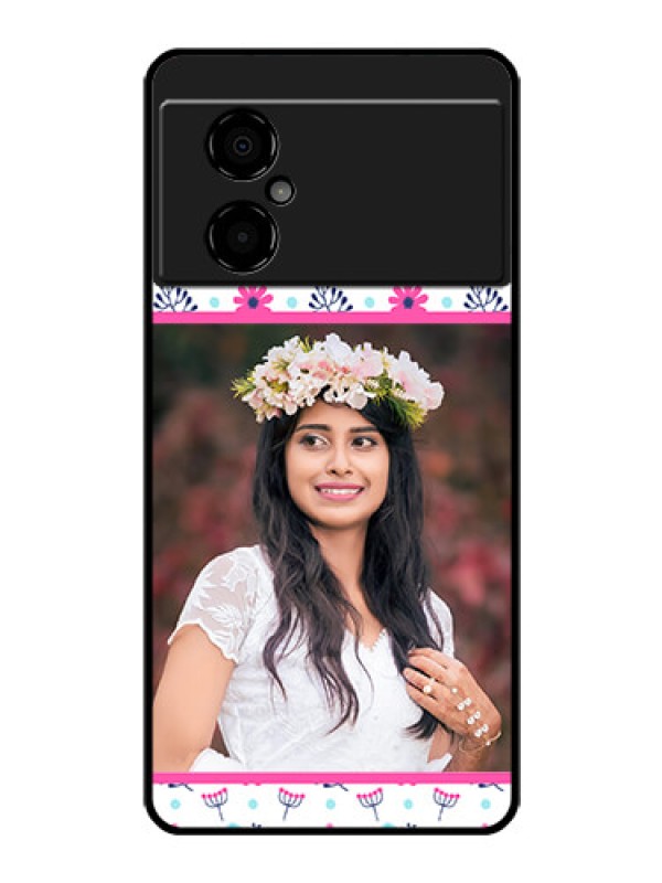 Custom Poco M4 5G Photo Printing on Glass Case - Colorful Flower Design