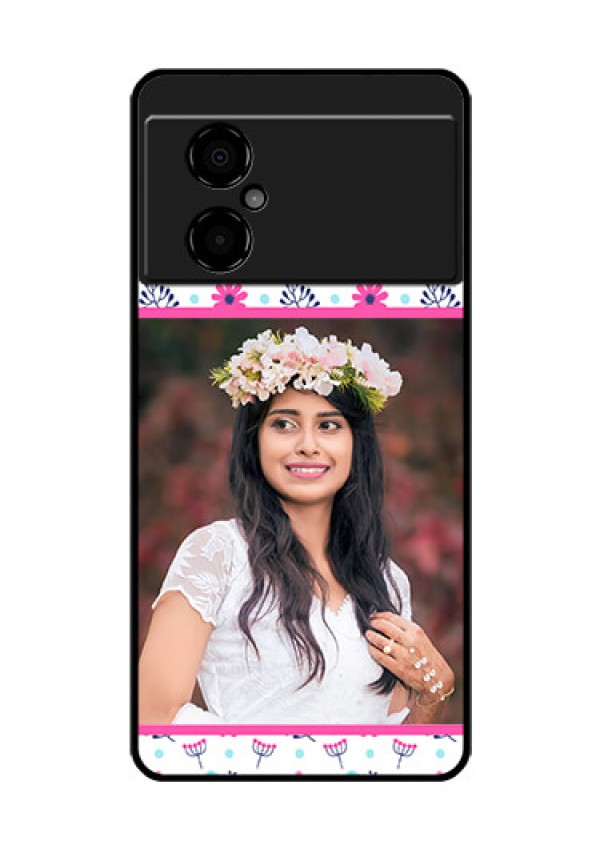 Poco M4 5G Photo Printing on Glass Case - Colorful Flower Design