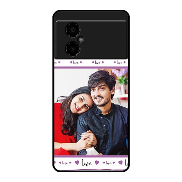 Poco M4 5G Custom Glass Mobile Case - Couples Heart Design