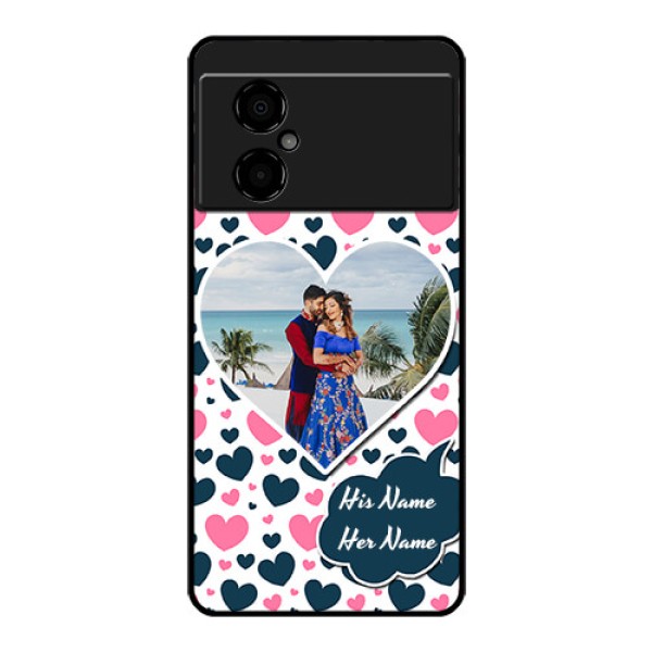 Poco M4 5G Custom Glass Phone Case - Pink & Blue Heart Design