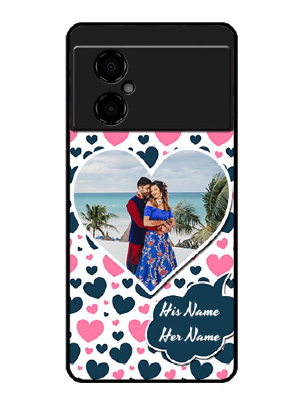 Custom Poco M4 5G Custom Glass Phone Case - Pink & Blue Heart Design