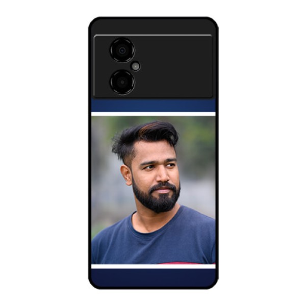 Poco M4 5G Personalized Glass Phone Case - Simple Royal Blue Design Poco M4 5G Personalized Glass Phone Case - Simple Royal Blue Design