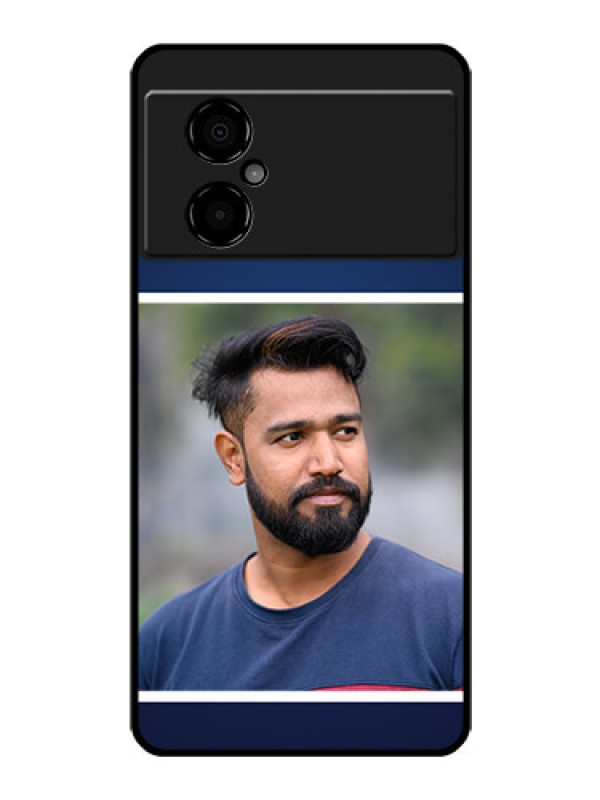 Custom Poco M4 5G Personalized Glass Phone Case - Simple Royal Blue Design