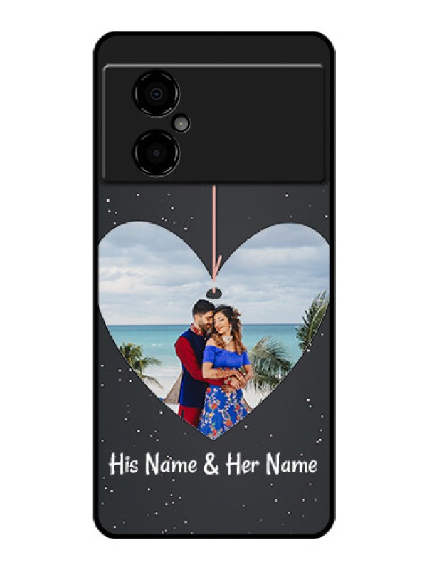 Custom Poco M4 5G Custom Glass Phone Case - Hanging Heart Design