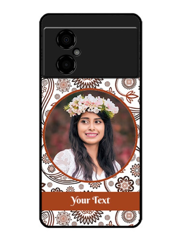 Custom Poco M4 5G Custom Glass Mobile Case - Abstract Flower Design