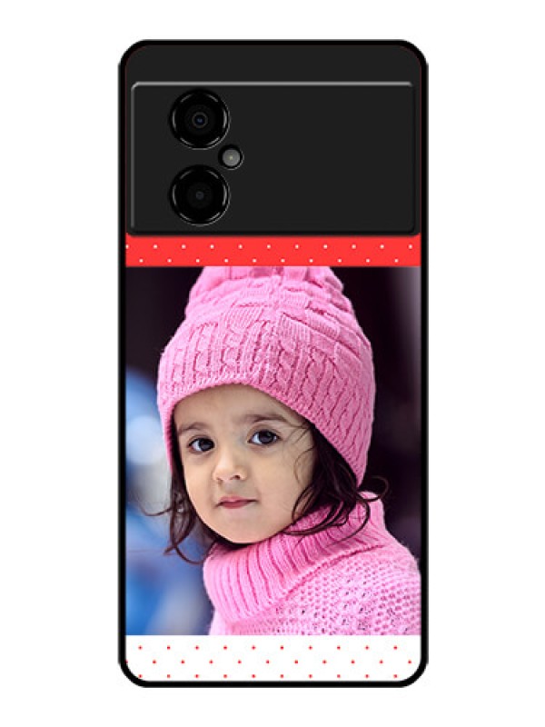 Custom Poco M4 5G Photo Printing on Glass Case - Red Pattern Design