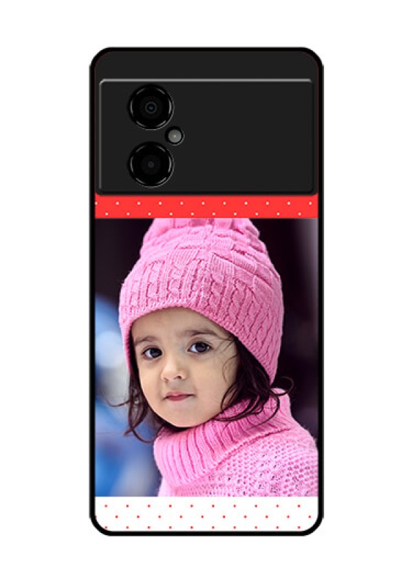 Poco M4 5G Photo Printing on Glass Case - Red Pattern Design