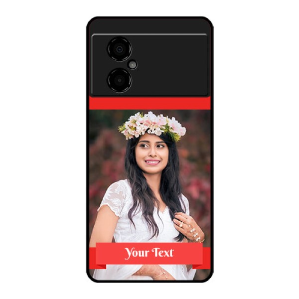 Poco M4 5G Custom Glass Phone Case - Simple Red Color Design