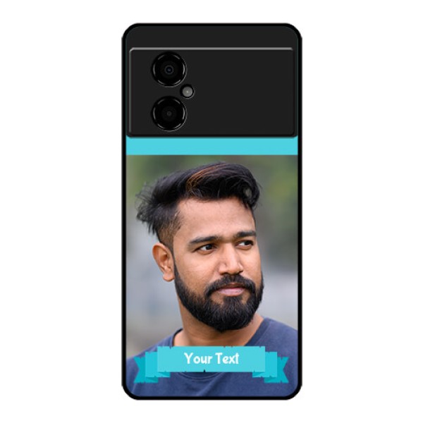 Poco M4 5G Personalized Glass Phone Case - Simple Blue Color Design Poco M4 5G Personalized Glass Phone Case - Simple Blue Color Design