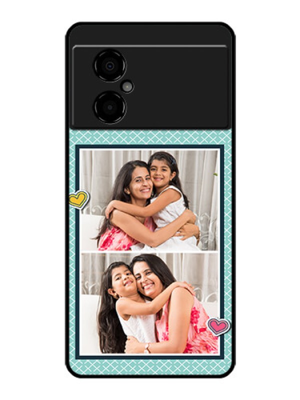 Custom Poco M4 5G Custom Glass Phone Case - 2 Image Holder with Pattern Design