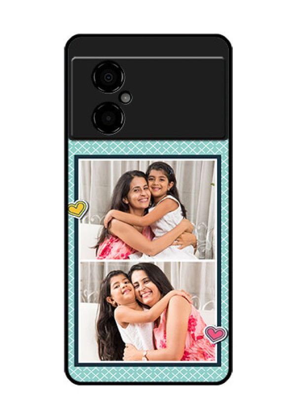 Poco M4 5G Custom Glass Phone Case - 2 Image Holder with Pattern Design