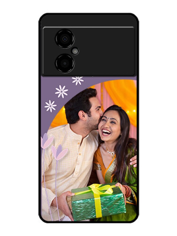 Custom Poco M4 5G Custom Glass Mobile Case - Lavender flowers design