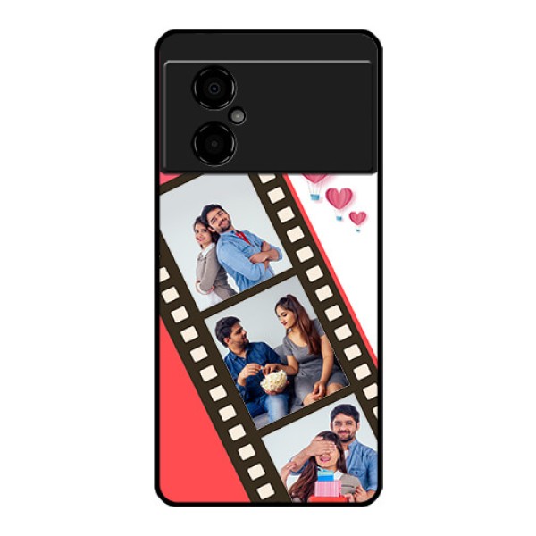 Poco M4 5G Personalized Glass Phone Case - 3 Image Holder with Film Reel