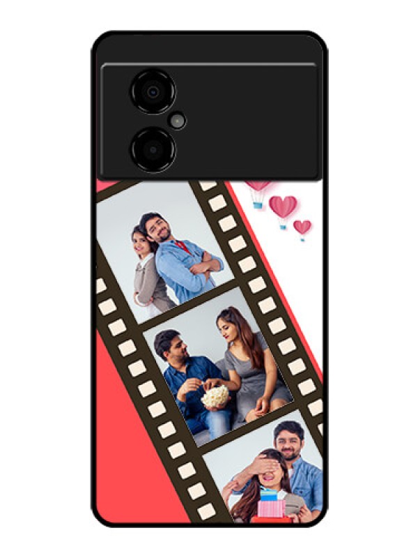 Custom Poco M4 5G Personalized Glass Phone Case - 3 Image Holder with Film Reel