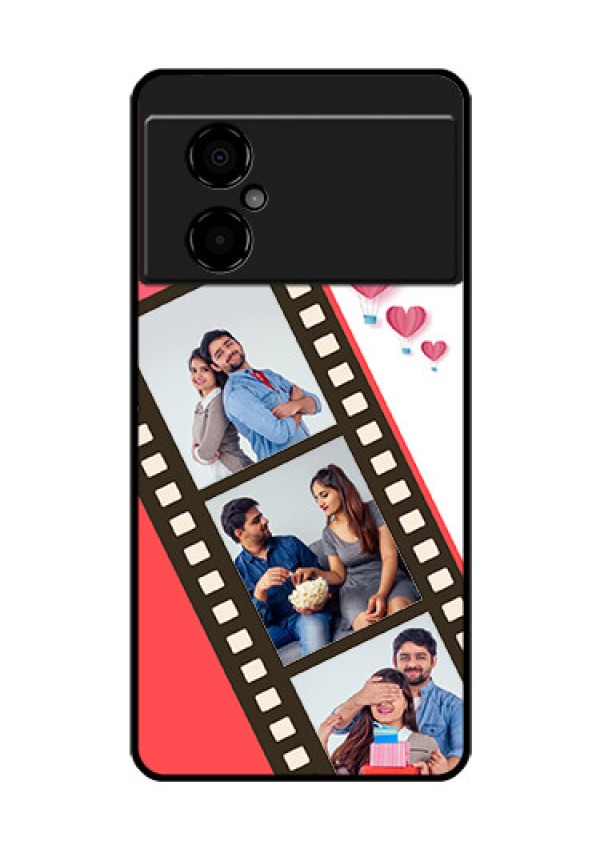 Poco M4 5G Personalized Glass Phone Case - 3 Image Holder with Film Reel