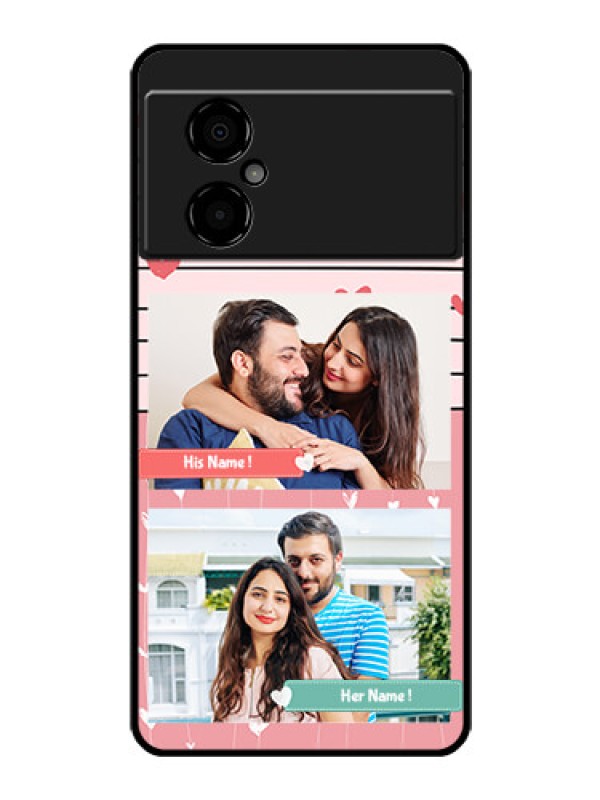 Custom Poco M4 5G Custom Glass Mobile Case - Photo with Heart Design