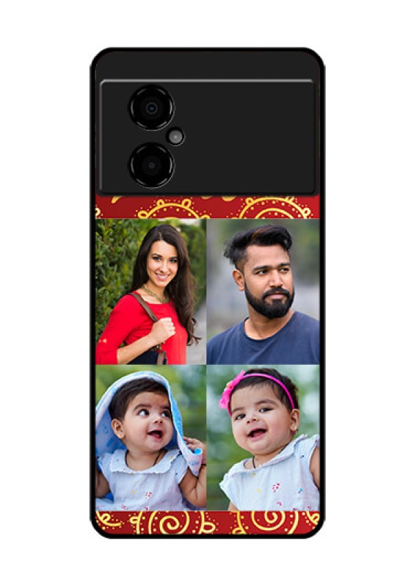 Poco M4 5G Photo Printing on Glass Case - 4 Image Traditional Design