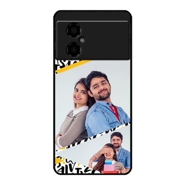 Poco M4 5G Custom Glass Mobile Case - Letters Pattern Design