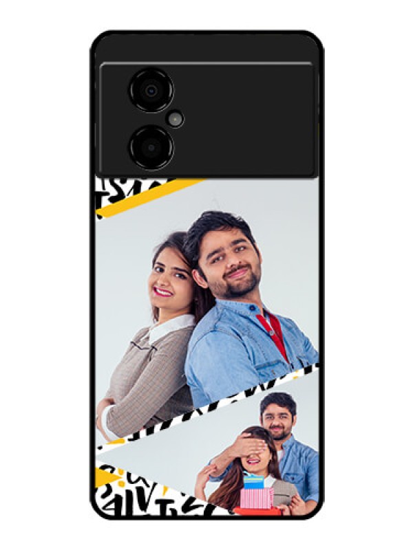 Custom Poco M4 5G Custom Glass Mobile Case - Letters Pattern Design