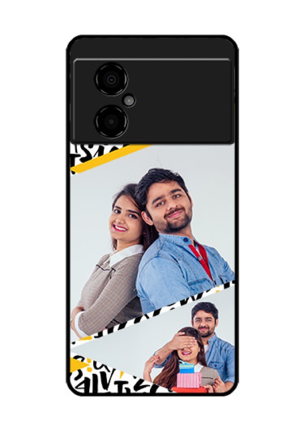 Poco M4 5G Custom Glass Mobile Case - Letters Pattern Design