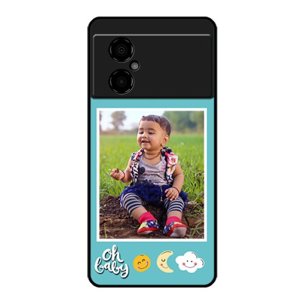 Poco M4 5G Personalized Glass Phone Case - Smiley Kids Stars Design
