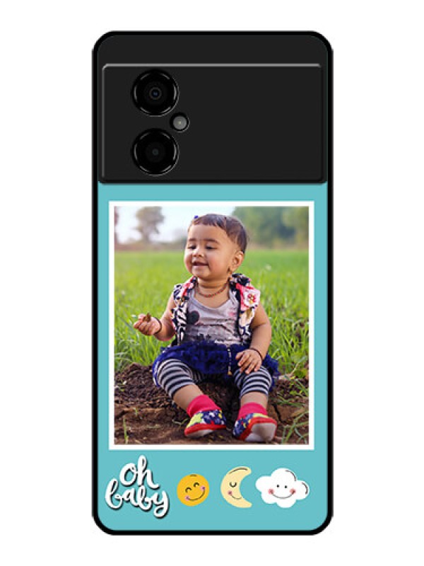 Custom Poco M4 5G Personalized Glass Phone Case - Smiley Kids Stars Design