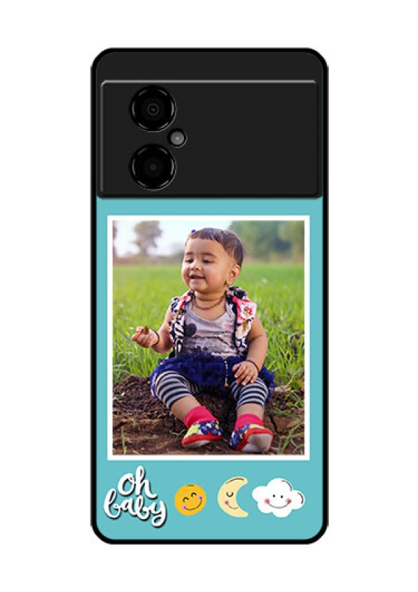 Poco M4 5G Personalized Glass Phone Case - Smiley Kids Stars Design