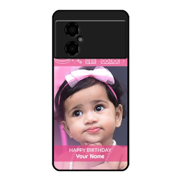 Poco M4 5G Photo Printing on Glass Case - with Birthday Line Art Design Poco M4 5G Photo Printing on Glass Case - with Birthday Line Art Design