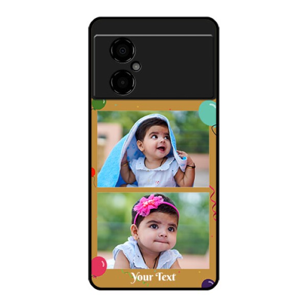 Poco M4 5G Personalized Glass Phone Case - Image Holder with Birthday Celebrations Design Poco M4 5G Personalized Glass Phone Case - Image Holder with Birthday Celebrations Design