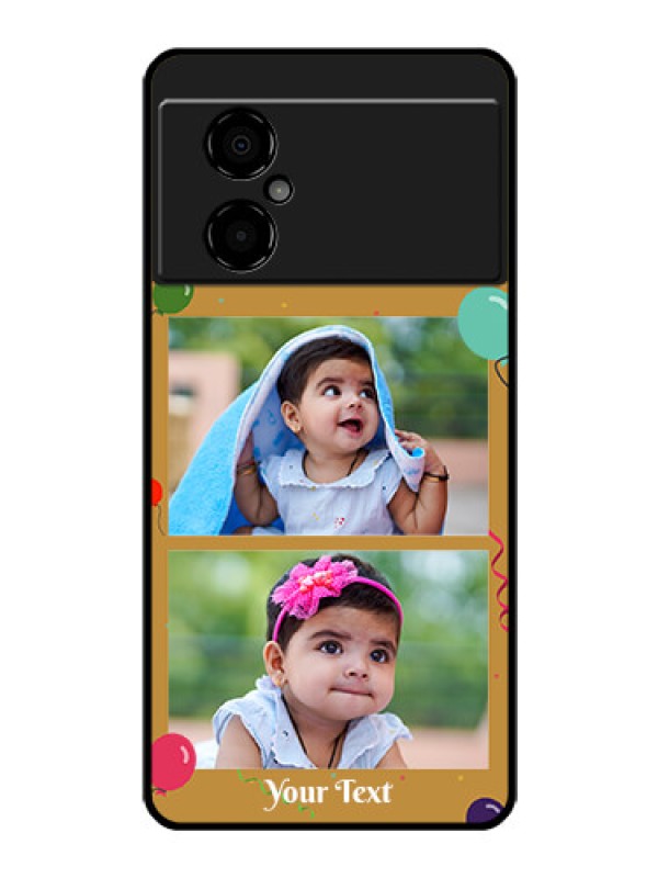 Custom Poco M4 5G Personalized Glass Phone Case - Image Holder with Birthday Celebrations Design