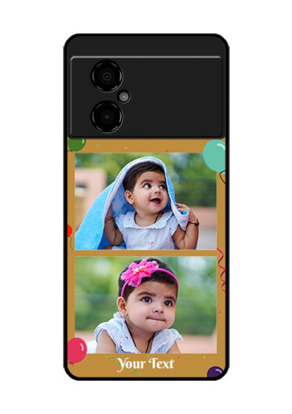 Poco M4 5G Personalized Glass Phone Case - Image Holder with Birthday Celebrations Design