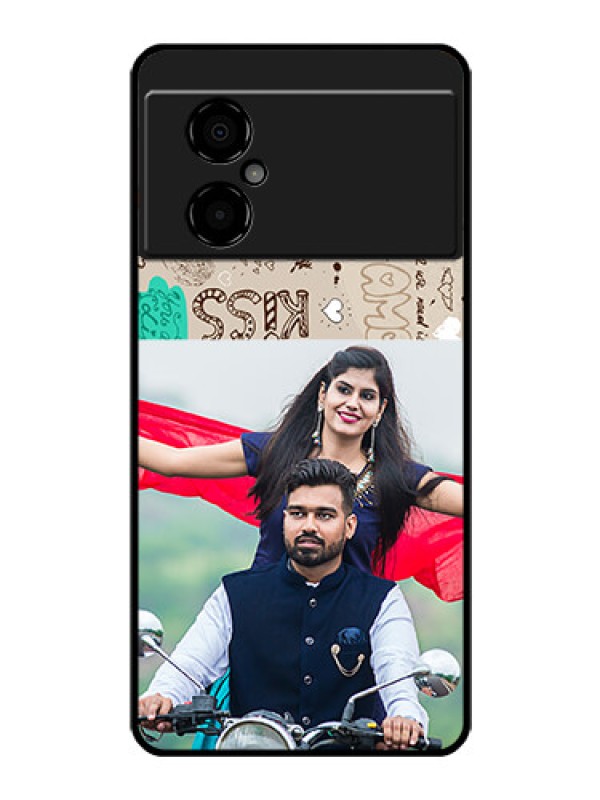 Custom Poco M4 5G Custom Glass Phone Case - Love Doodle Pattern