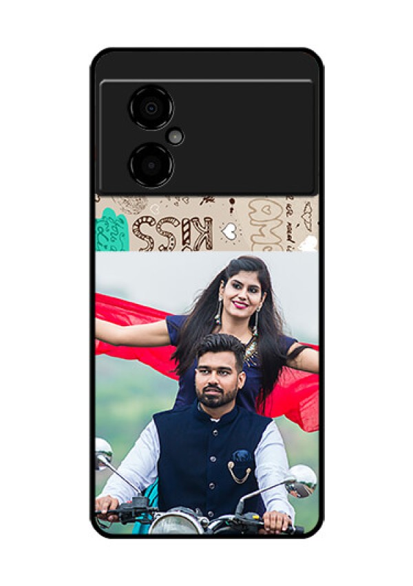 Poco M4 5G Custom Glass Phone Case - Love Doodle Pattern