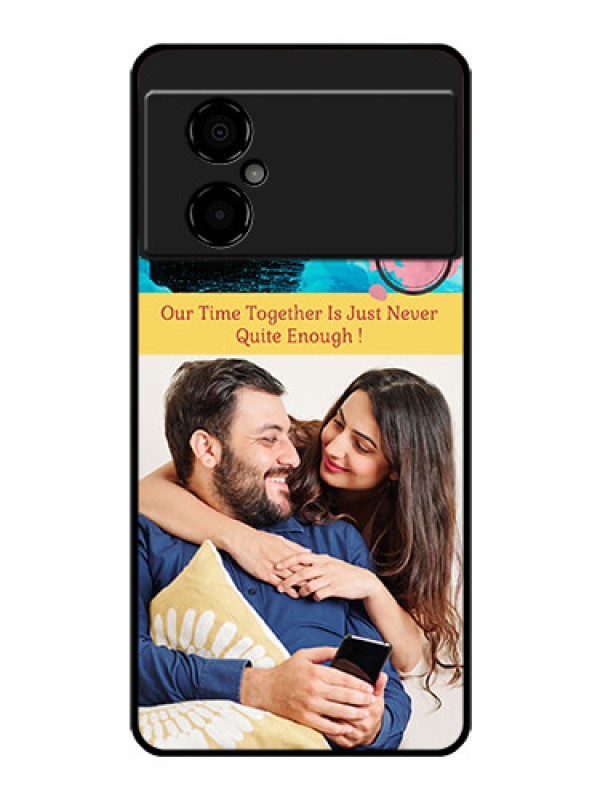 Custom Poco M4 5G Custom Glass Mobile Case - Quote with Acrylic Painting Design