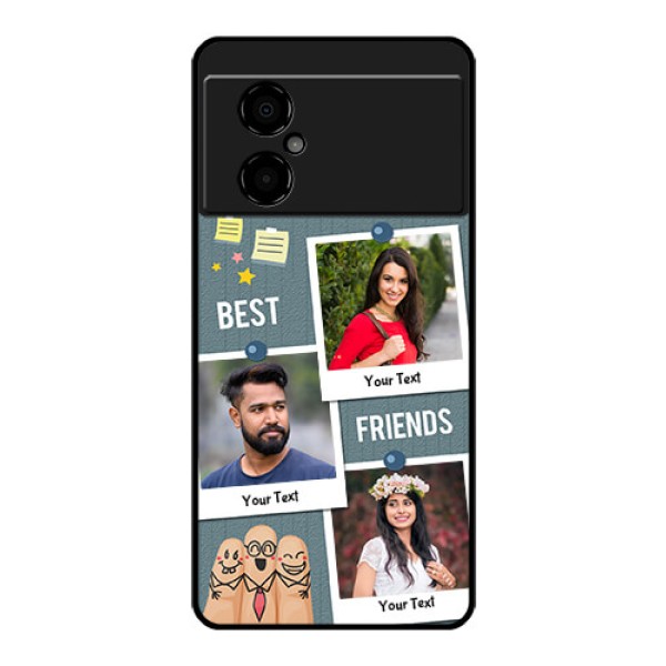 Poco M4 5G Personalized Glass Phone Case - Sticky Frames and Friendship Design Poco M4 5G Personalized Glass Phone Case - Sticky Frames and Friendship Design