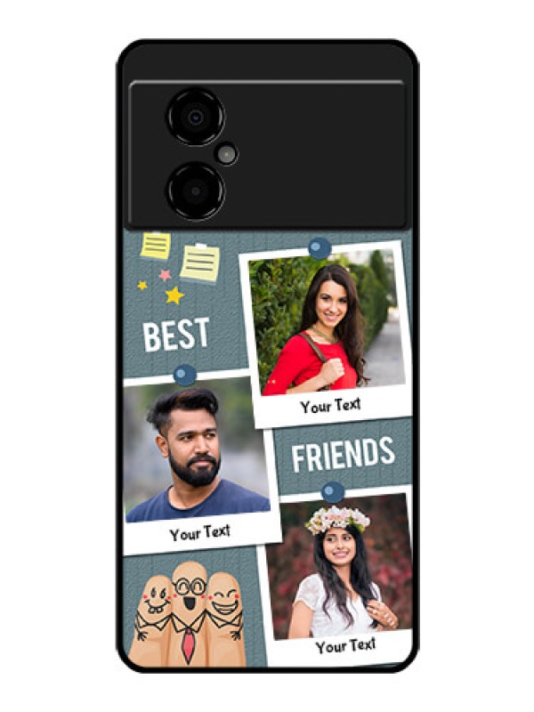 Custom Poco M4 5G Personalized Glass Phone Case - Sticky Frames and Friendship Design