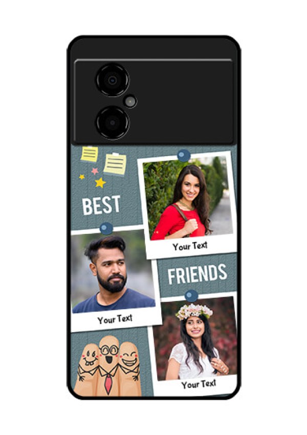 Poco M4 5G Personalized Glass Phone Case - Sticky Frames and Friendship Design
