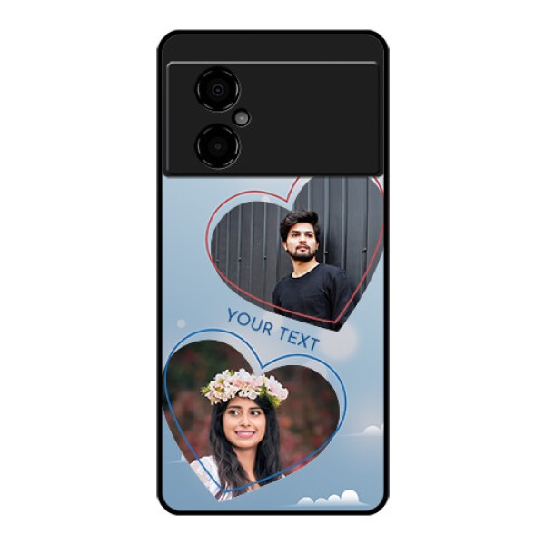 Poco M4 5G Custom Glass Mobile Case - Blue Color Couple Design