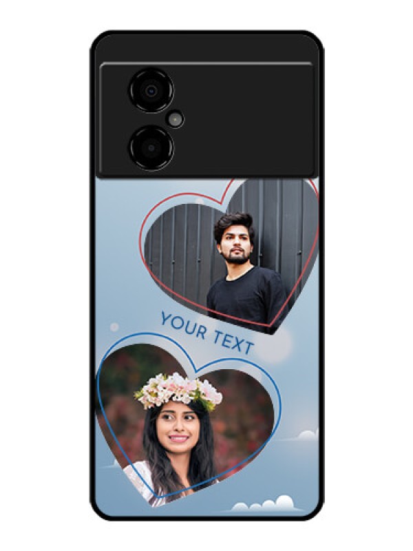 Custom Poco M4 5G Custom Glass Mobile Case - Blue Color Couple Design