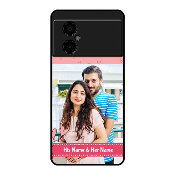 Poco M4 5G Personalized Glass Phone Case - Love Design Peach Color
