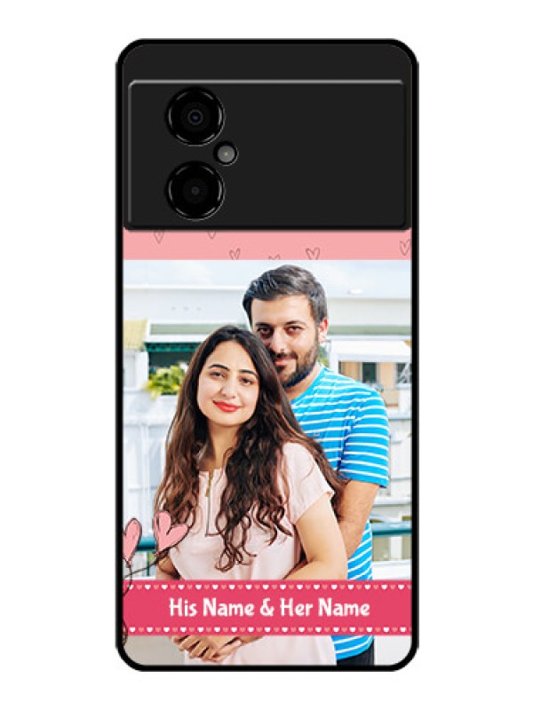 Custom Poco M4 5G Personalized Glass Phone Case - Love Design Peach Color