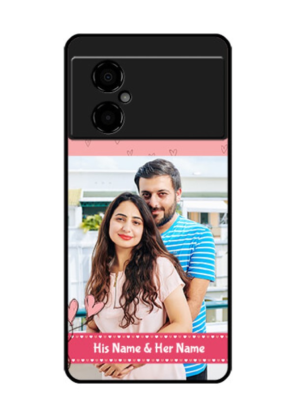 Poco M4 5G Personalized Glass Phone Case - Love Design Peach Color