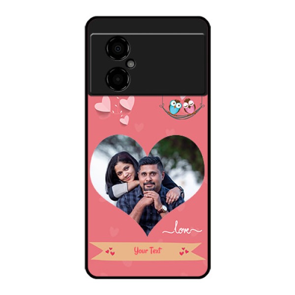 Poco M4 5G Personalized Glass Phone Case - Peach Color Love Design Poco M4 5G Personalized Glass Phone Case - Peach Color Love Design