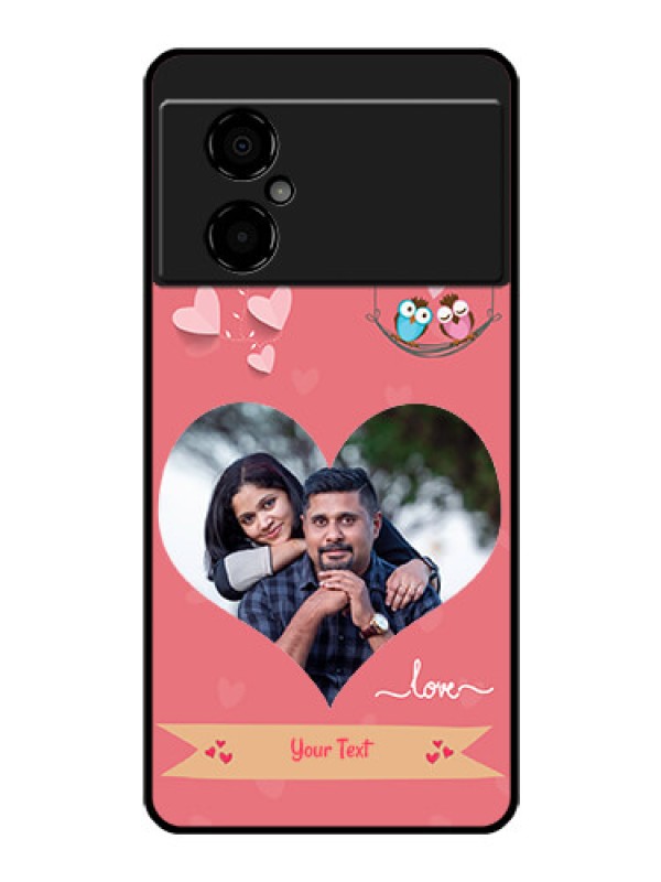 Custom Poco M4 5G Personalized Glass Phone Case - Peach Color Love Design