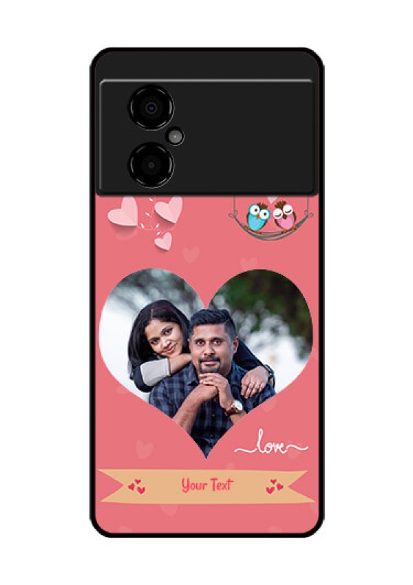 Poco M4 5G Personalized Glass Phone Case - Peach Color Love Design