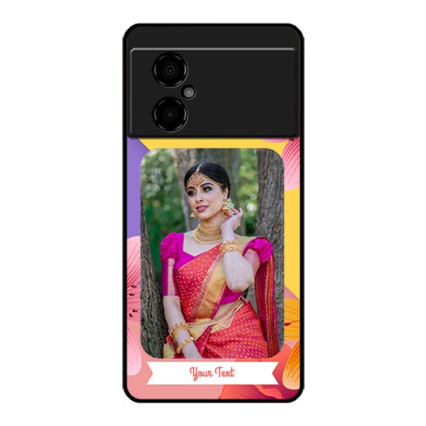 Poco M4 5G Custom Glass Mobile Case - 3 Image With Vintage Floral Design Poco M4 5G Custom Glass Mobile Case - 3 Image With Vintage Floral Design