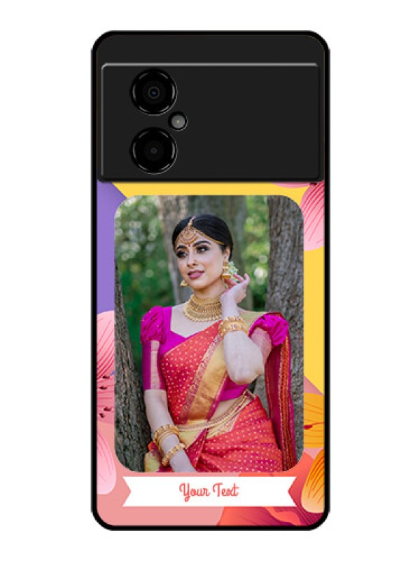 Custom Poco M4 5G Custom Glass Mobile Case - 3 Image With Vintage Floral Design