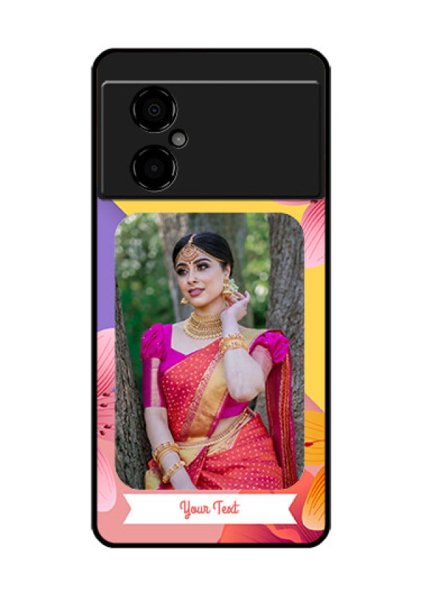 Poco M4 5G Custom Glass Mobile Case - 3 Image With Vintage Floral Design